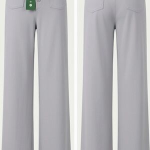 HALARA Light Gray Wide-Leg High-Rise Pants